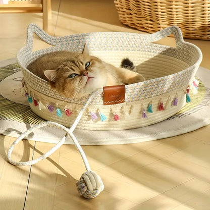 Handwoven Durable Anti-Slip and Shed-Resistant Cat Bed